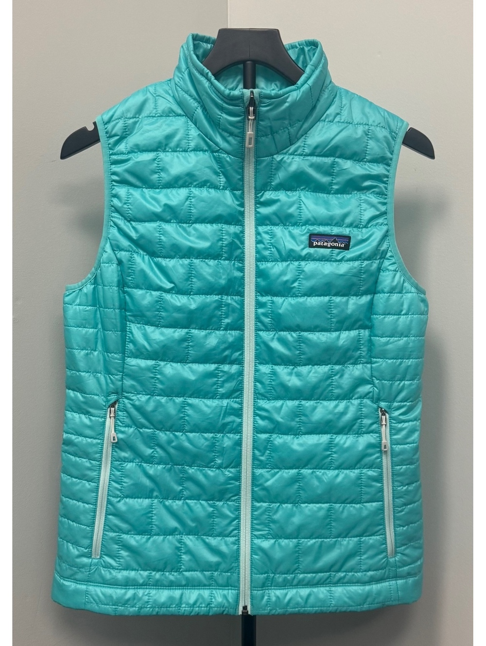 Patagonia Women’s Medium Nano Puff Vest Strait Blue Lightweight Full Zip Jacket!